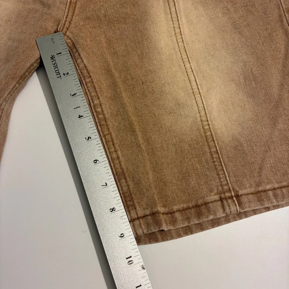 Jeans Wear Medium Brown Sand Washed Denim Shorts Elastic Waist Streetwear Size M